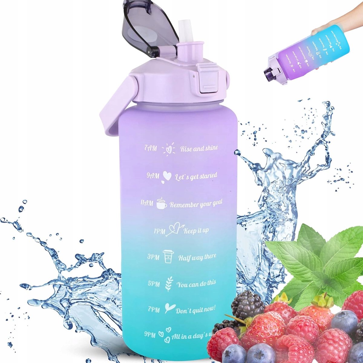 Motiverende Drinkfles 2L met Rietje & Handvat - Hydratatie Coach