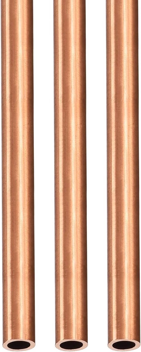 Koperen buis 5mm x 0.25mm x 300mm - 3-pack - ronde metalen slangen - ideaal voor machineapparatuur - ShopVlot