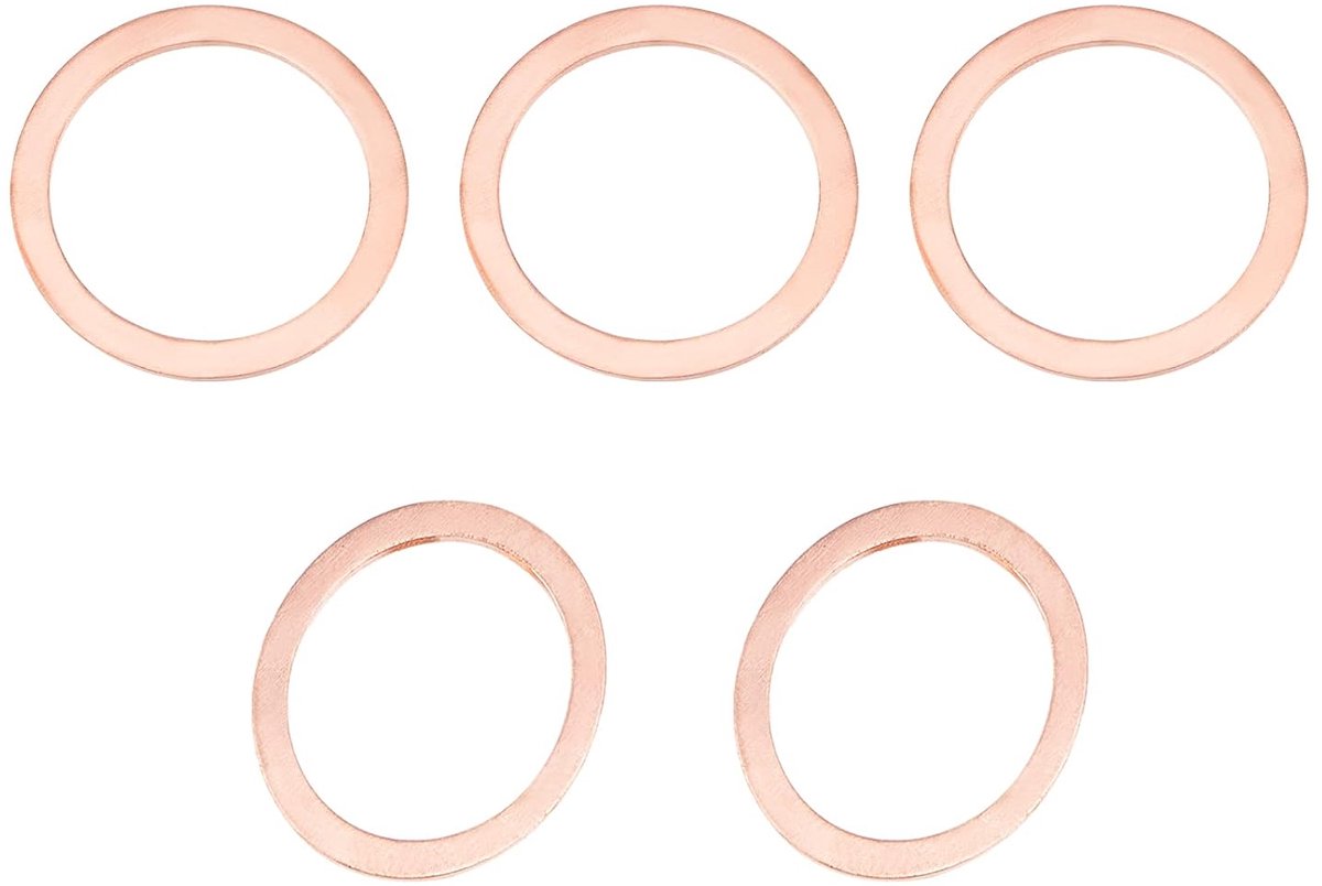 Plat koperen afsluitring 30.3mm x 38mm x 1.5mm - 5 pack - geschikt voor M30 schroeven - ShopVlot