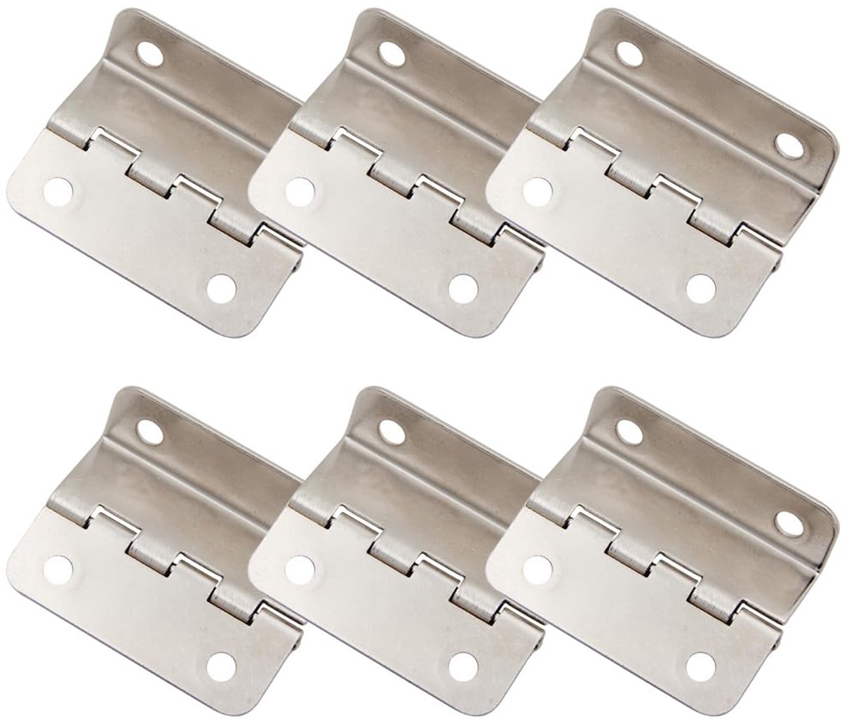 Famanu – Set van 6 half oppervlak scharnieren, offset deurscharnier en semi-verborgen retro sluiterscharnier voor deuren en meubels, zilver