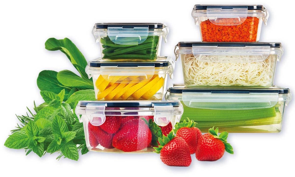 Famanu – Set van 6 vershouddozen, BPA-vrij, lekvrije meal prep boxen, luchtdichte en stapelbare voorraaddozen, magnetronbestendig en vriesdozen
