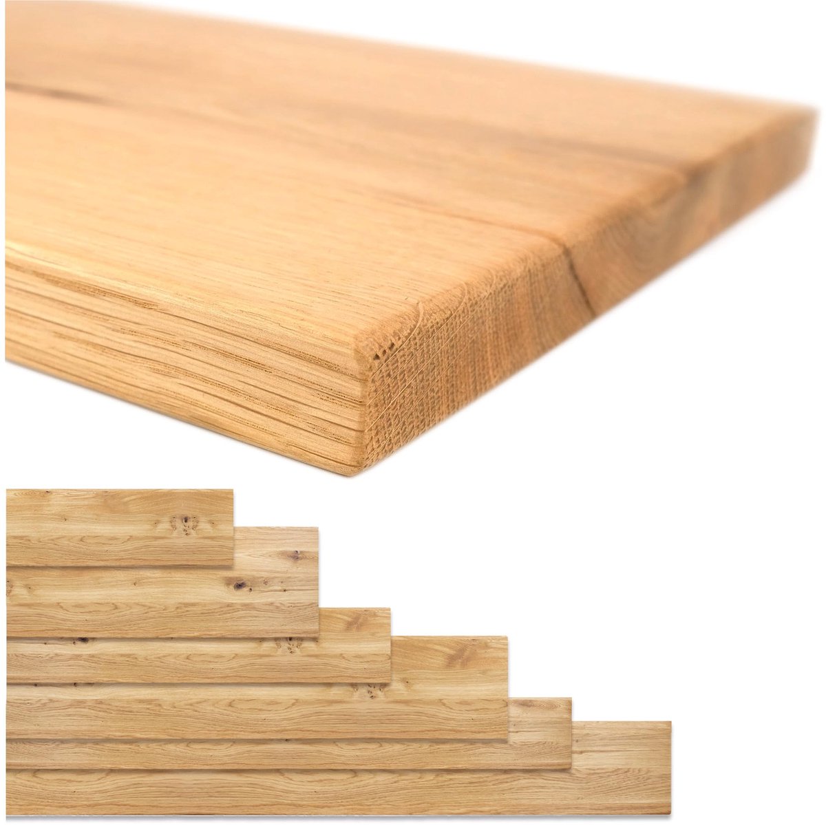 Famanu – Eiken wandplank, zwevende plank voor keuken, vensterbank of decoratie, massief hout, 20 cm diepte, 100 cm breed