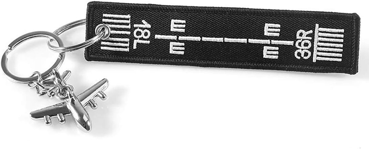Key Chain Runway with Small Metal Airplane Pendant Fabric for All Pilots Flight Attendant, Black, One Size, Black - ShopVlot