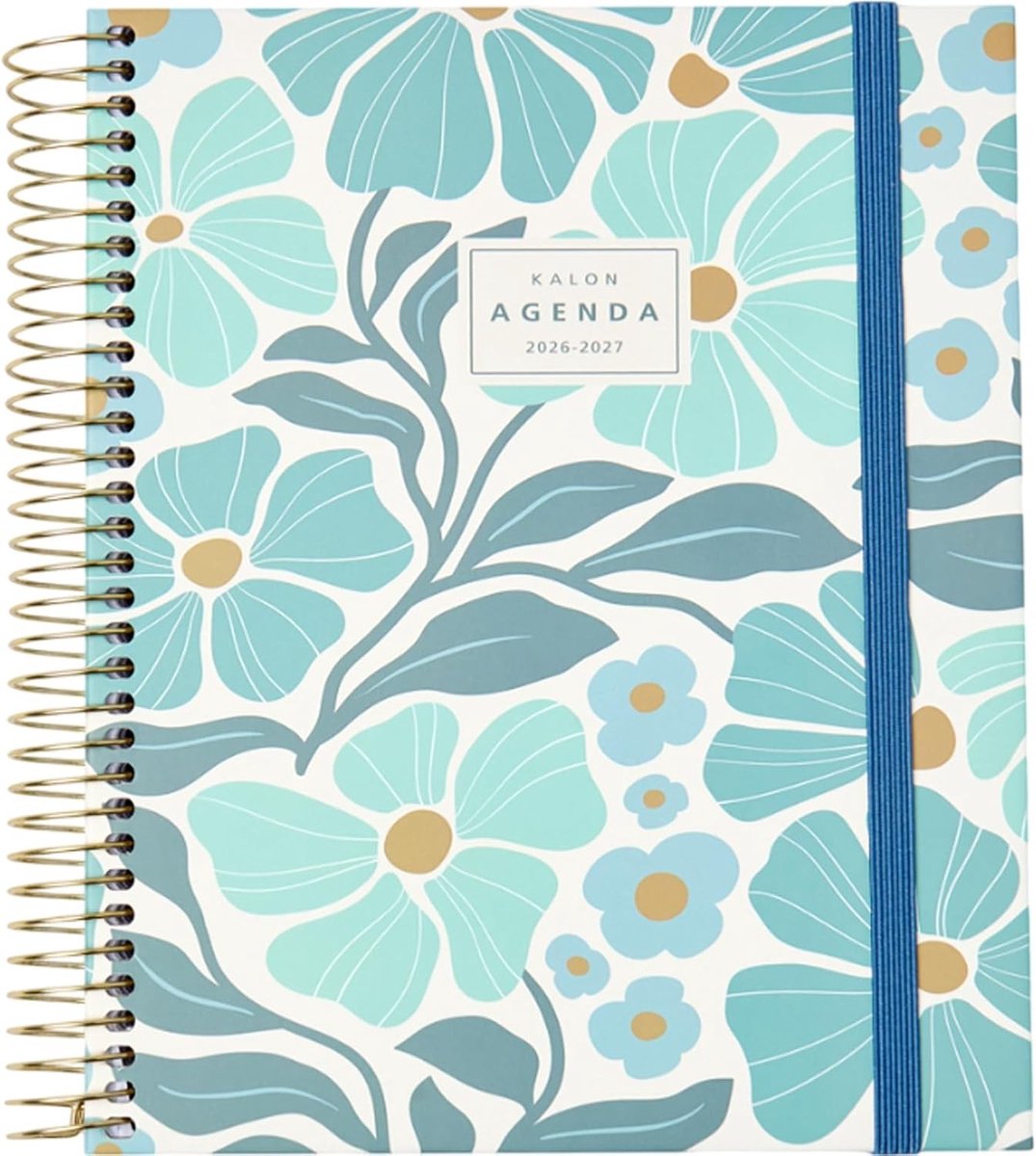 Schoolagenda 2026 2027 - Hardcover - A5 (15 x 21 cm) - Spiraal met Elastiek en Stickers - Duquesa