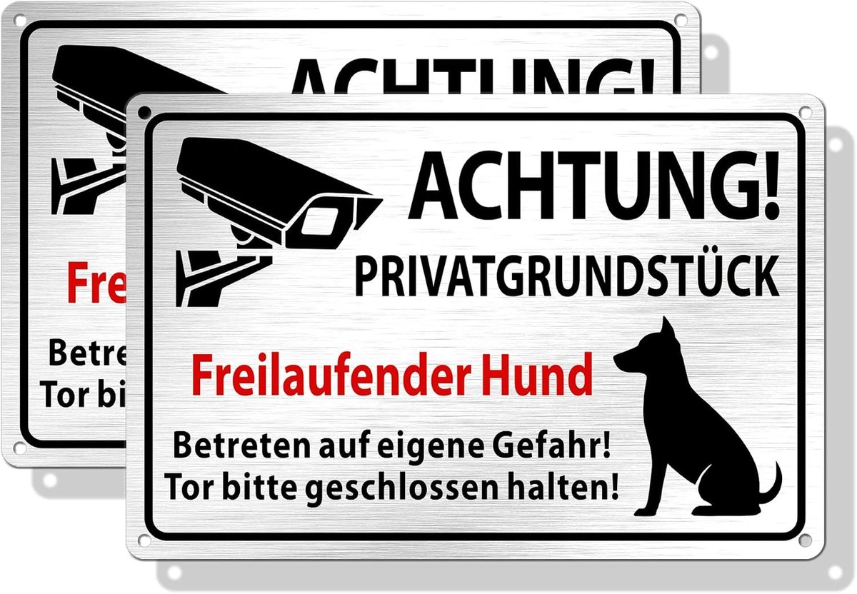 Waarschuwing voor de hond bord – 30 x 20 cm vrijlopende hond bord - ShopVlot