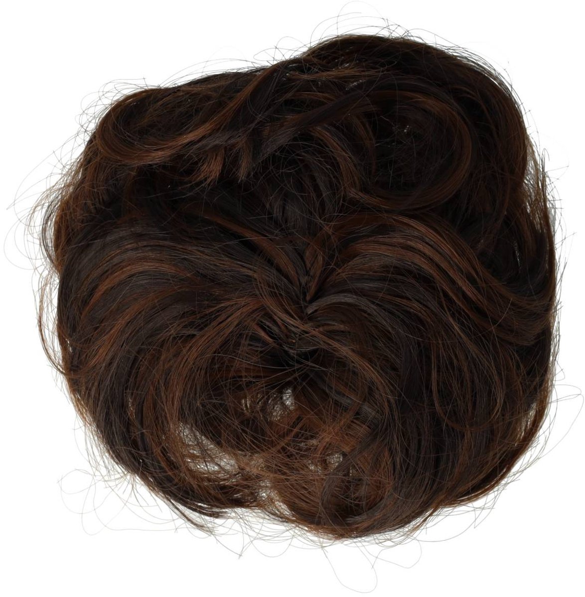 Haarsoires Haarelastiek Scrunchie – Imitatiehaar – Bruin Donkerbruin - Haarkrinkel - Haar Elastiek met Stof - Zacht & Haarvriendelijk