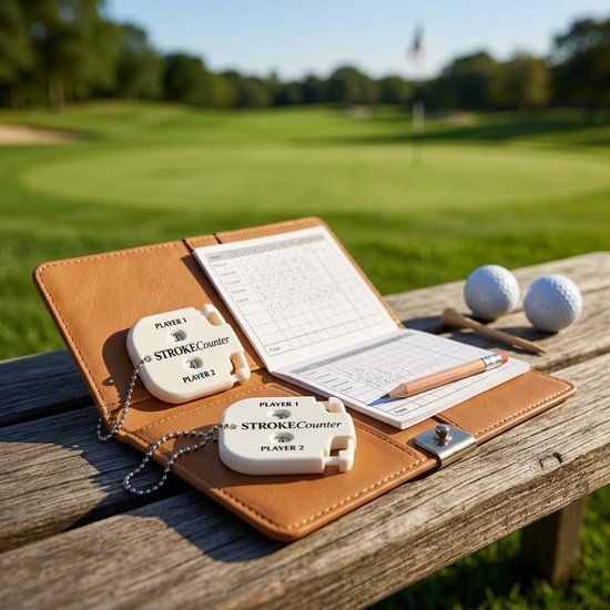Witte golf score teller set van 2 voor heren en dames – golf score indicator met 2 cijferige slagen teller – handmatige score teller met sleutelhanger – golf score registratie hulpmiddel — afbeelding 5