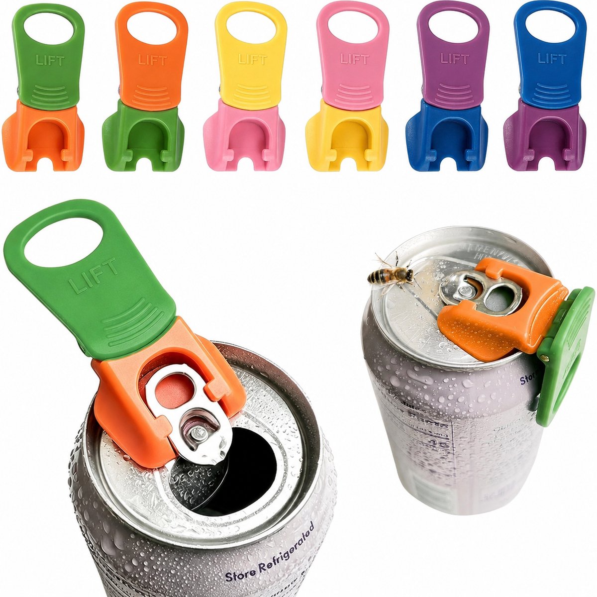 Tolvia Blikjesopener - 6 Stuks 2-in-1 Blikopeners - Opener voor Frisdrank- & Bierblikjes - Herbruikbaar