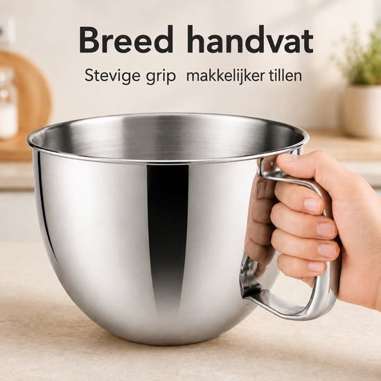 Voor Kitchenaid Mengkom 5k5thsbp Metalen kom Gepolijst roestvrij staal van Merkloos — afbeelding 2