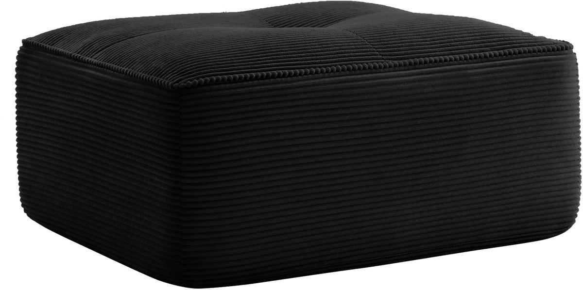 MUVANO Hocker Zwart - Zwarte Ribstof Hocker Voor Woonkamer - Modulaire Poef Corduroy - 92x73x40cm - Antislip Zitelement - Woonkamer Zwart
