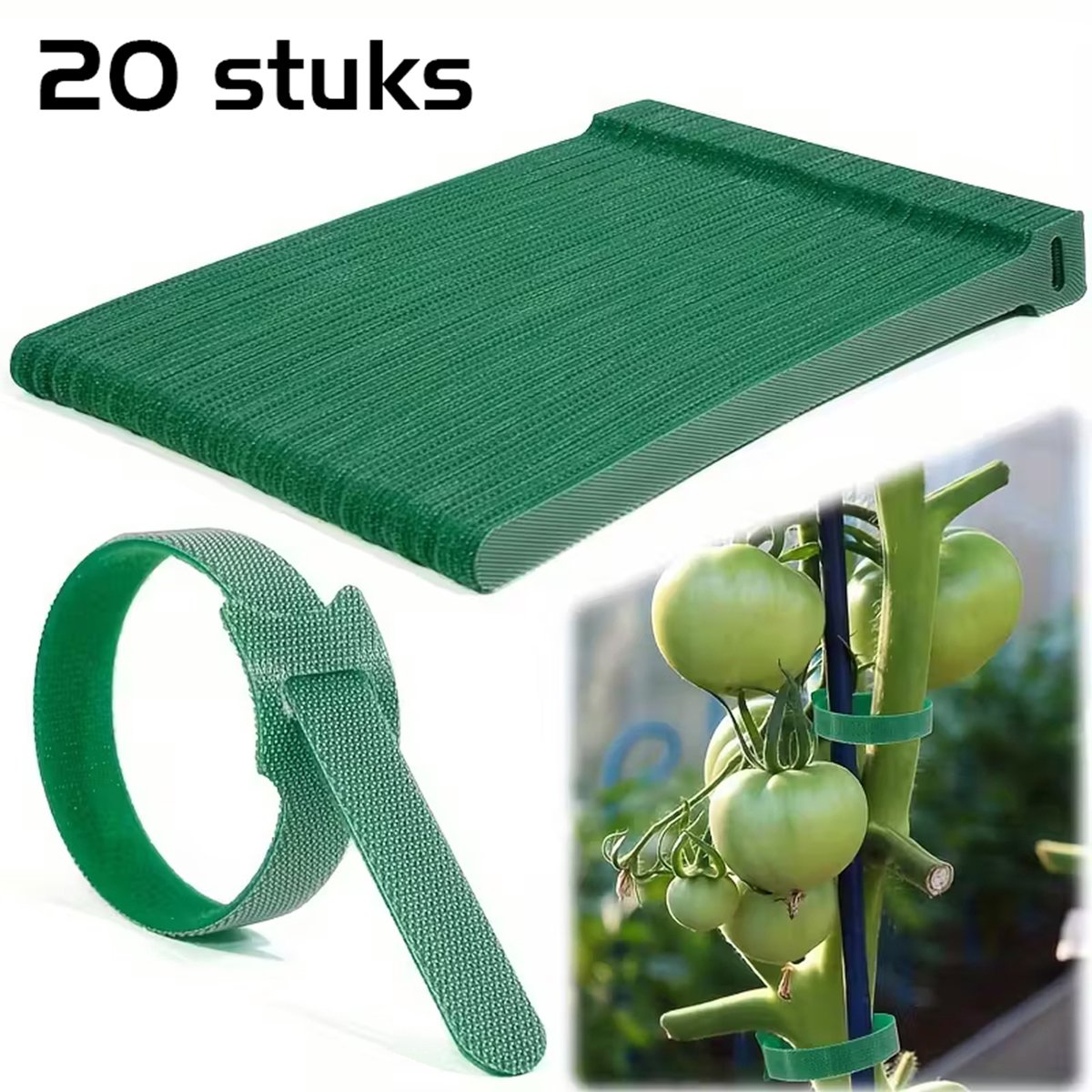 DW4Trading Herbruikbare Verstelbare Plantenbinders met Klittenband 20 Stuks 12x150 mm - Groen