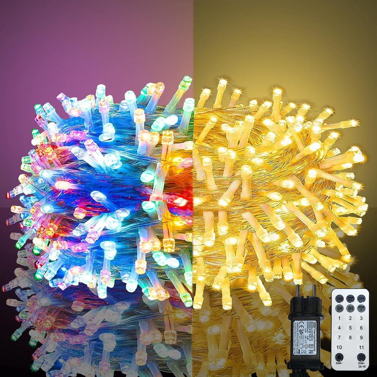 Lichtsnoer voor binnen - Warm Wit - 10 m - 100 LED's met Dimbare Afstandsbediening - Voor Feestelijke Decoratie