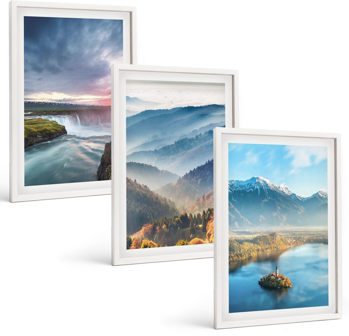 Tulup 3-Delige Schilderij Set - Schilderachtige berglandschappen en watervallen in de natuur. - 40x60 - Wanddecoratie - Muurdecoratie - Moderne Interieurdecoratie - Decoratieve Schilderijen