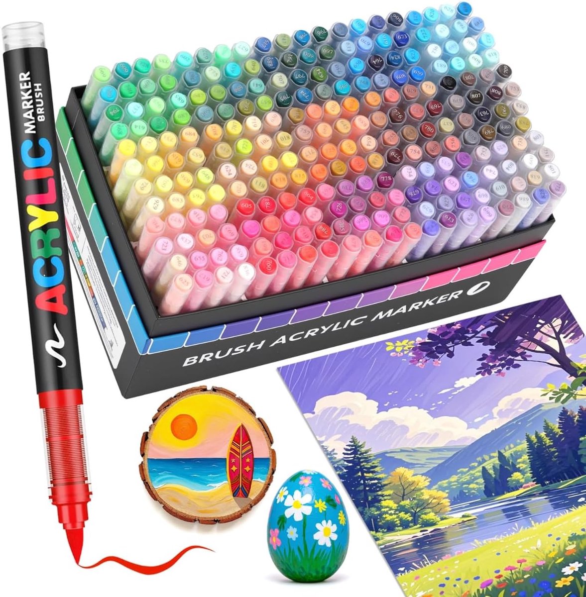 Acrylverf markers set - 240 stuks - penseeltip - snel drogende inkt voor creatief schilderen