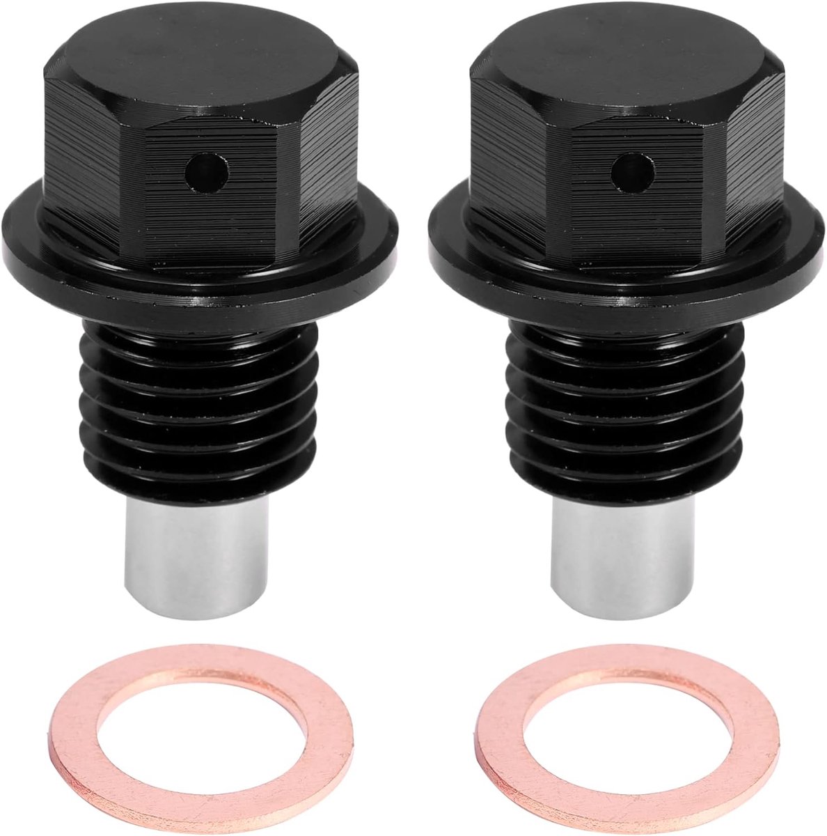 A ABSOPRO 2 Set M12x1.5 Oil Drain Plug Aluminum Alloy with 2 Gaskets Black - ShopVlot
