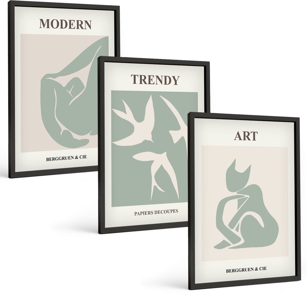 Tulup 4-Delige Schilderij Set - Abstracte figuren van Henri Matisse in ingetogen kleuren. - 40 x 60 cm - Wanddecoratie - Moderne Interieurdecoratie - Moderne Wanddecoratie
