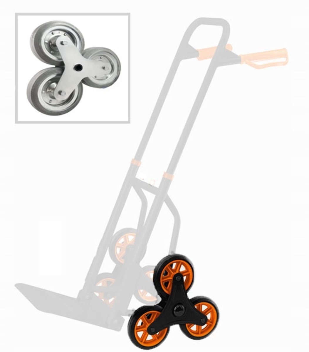 Wielwielset voor trappenwagen, 3x 200mm, 200kg draagvermogen