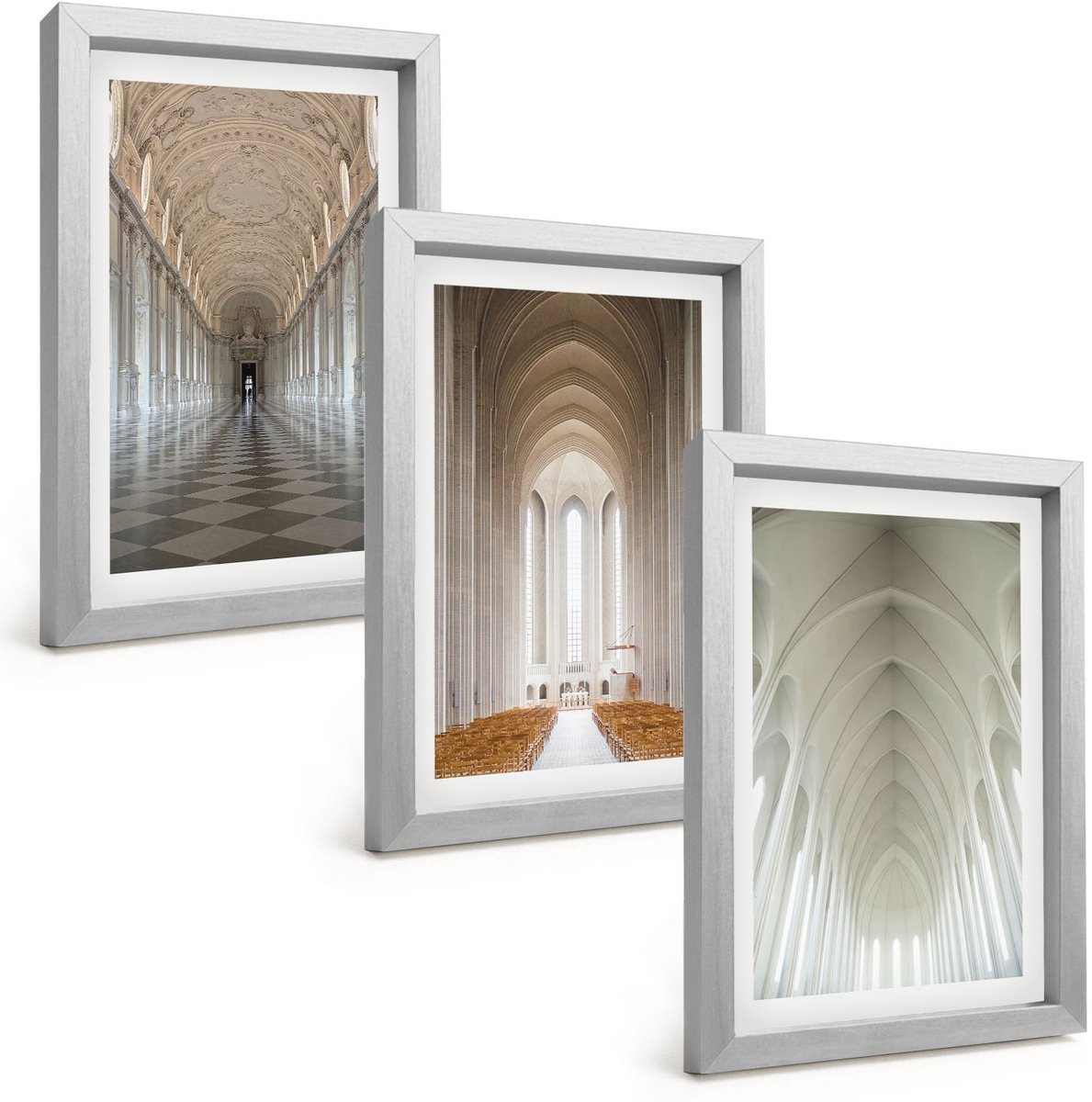 Tulup 4-Delige Schilderij Set - Interieurs van historische gebouwen en kathedralen - 20 x 30 cm - Wanddecoratie - Muurdecoratie - Woonkamer
