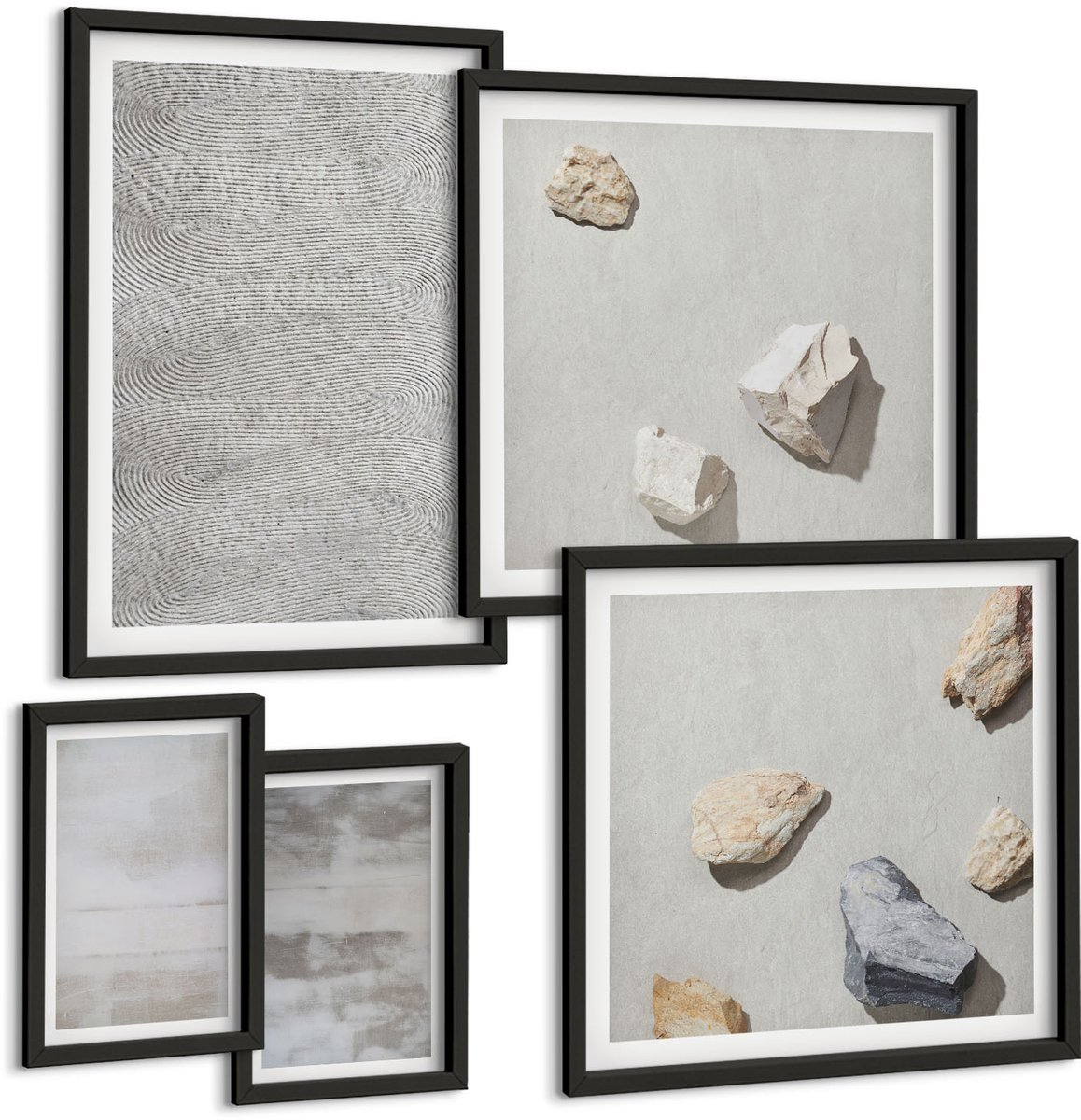 Tulup 4-Delige Schilderij Set - Moderne textuurstructuren in een minimalistische stijl. - 50 x 50 cm, 20 x 30 cm en 40 x 60 cm - Muurdecoratie - Interieur Decoratie - Wanddecoratie