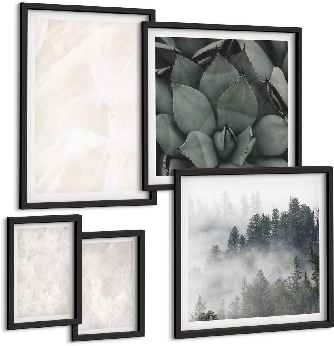 Tulup 4-Delige Schilderij Set - Pastelkleurige stenen structuren van wit marmer - 50 x 50 cm, 20 x 30 cm en 40 x 60 cm - Wanddecoratie - Woonkamer Decoratie - Moderne Wanddecoratie
