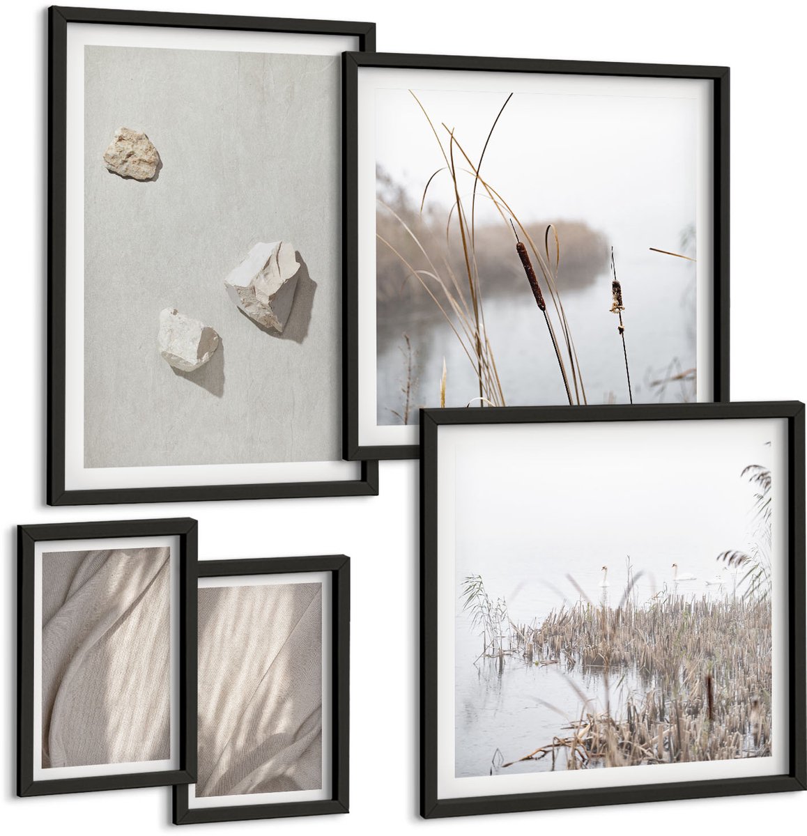 Tulup 4-Delige Schilderij Set - Close-ups van moderne boho-stijl structuren - 50 x 50 cm, 20 x 30 cm en 40 x 60 cm - Muurdecoratie - Decoratieve Schilderijen - Wohnzimmer - Wanddecoratie