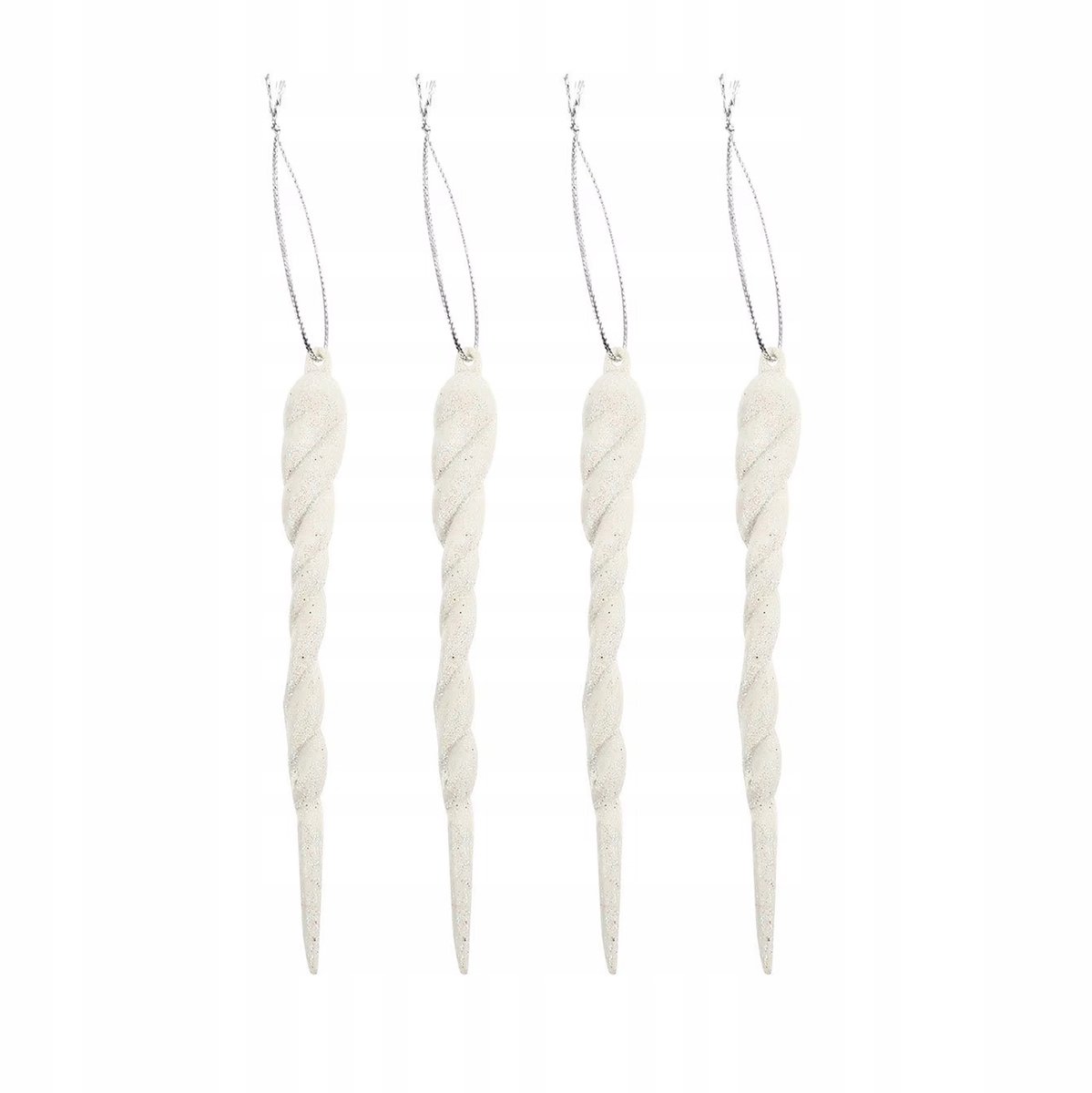 Kerstdecoratie: IJsebene Kerstballen Wit 12cm - 4 stuks