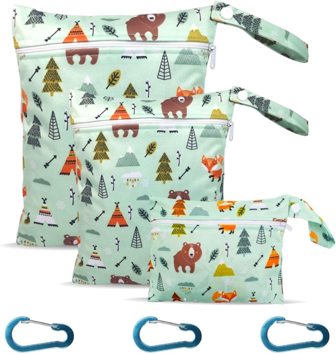 3 Piece Set Waterproof Diaper Bags And 3 Piece Hanging Snaps, Travel Bags, Portable Diaper Wrap Bags And Springwäng - ShopVlot