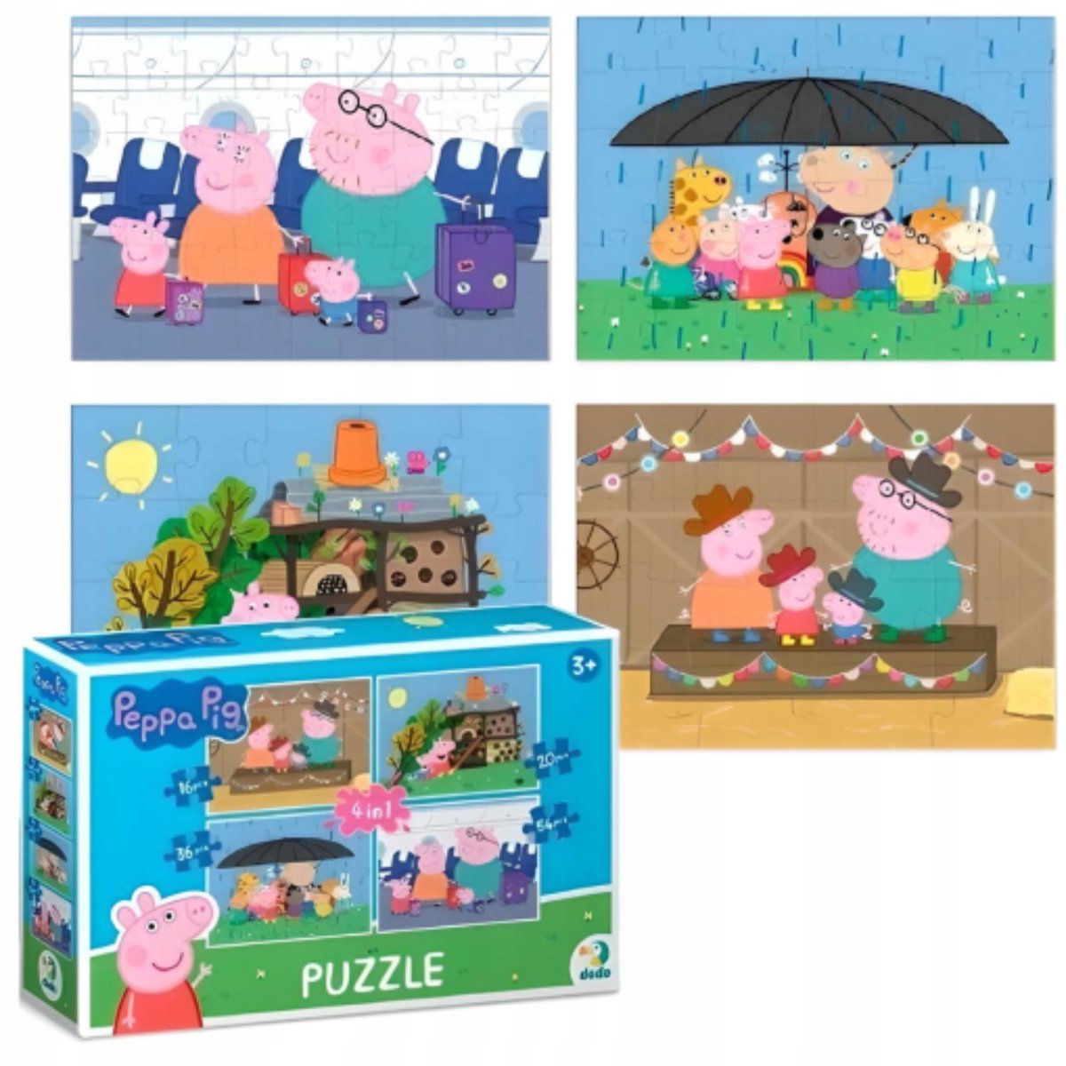 Peppa Pig Puzzel Set 4-in-1 voor Kinderen - 126 Stukjes