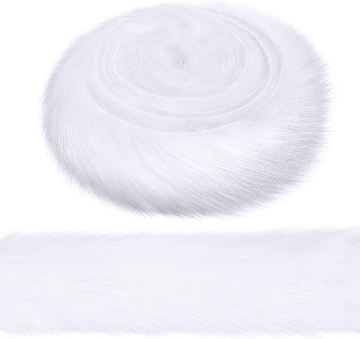 2 inch Wide Christmas White Faux Fur Ribbon Trim Fabric Roll for Christmas Tree Decor or Wreath Bows Craft, 3 yards - ShopVlot
