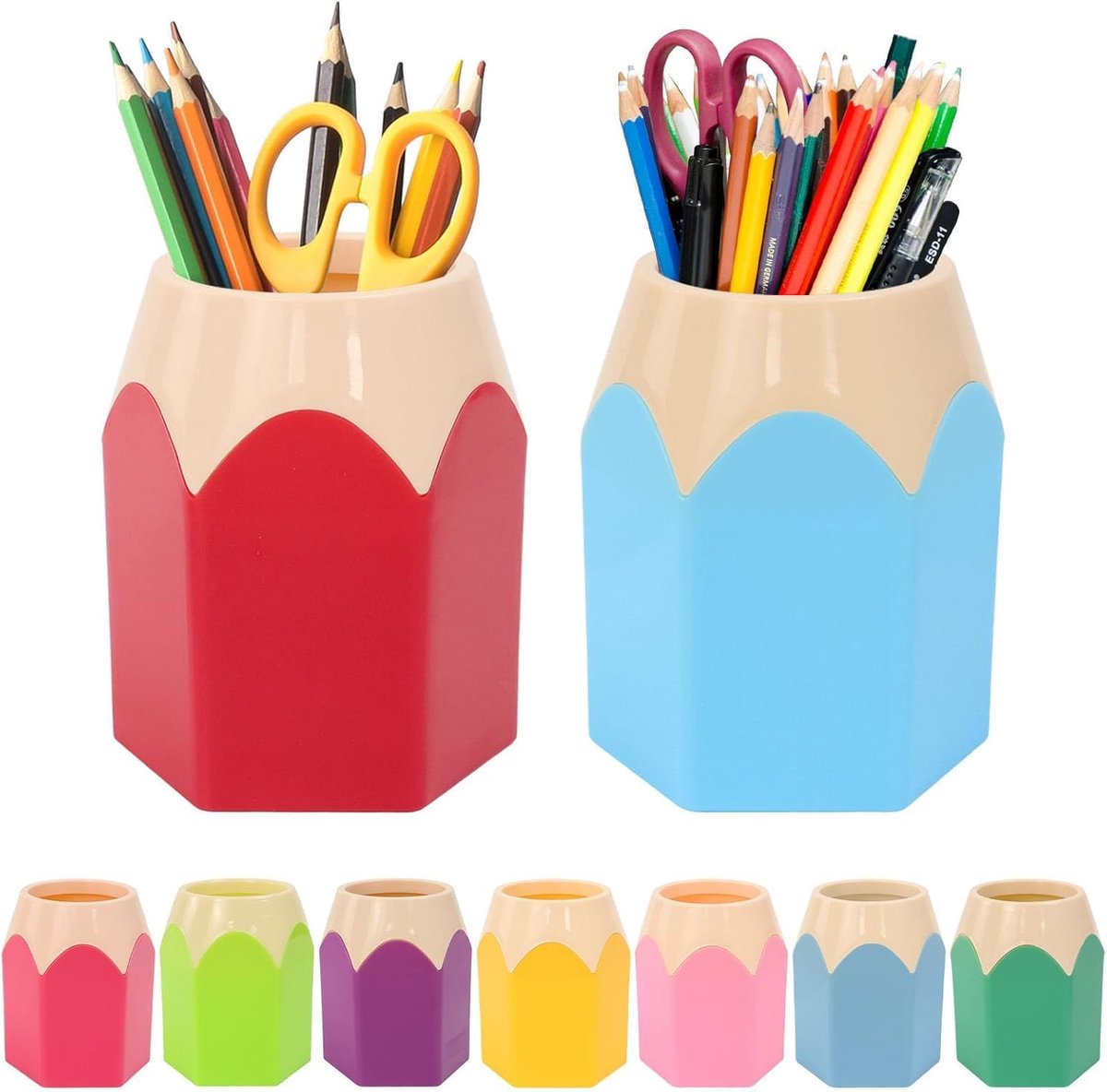 Pennenkoker, 9 stuks, bureau-organizer, kunststof - ShopVlot