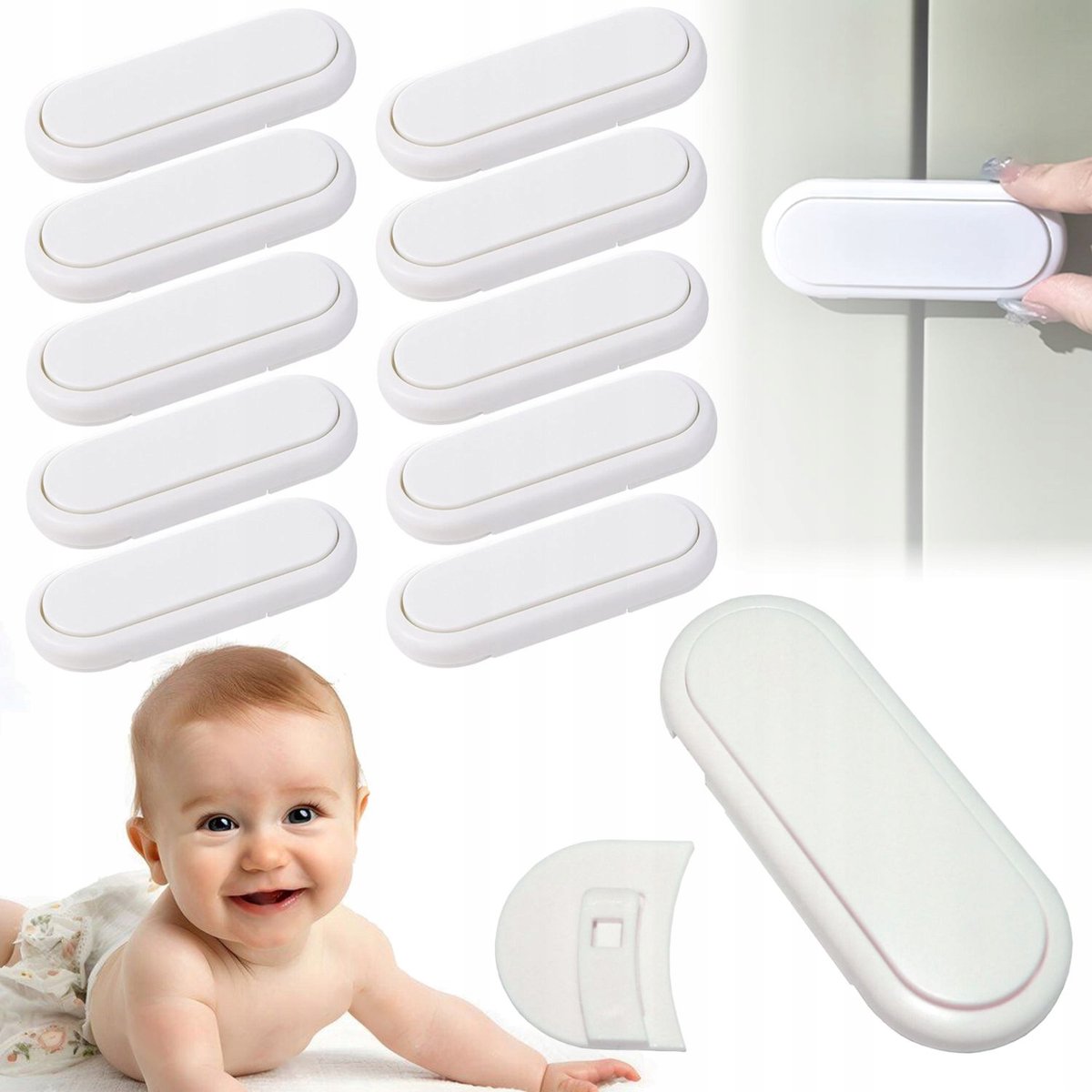 Kinderslot voor kasten en lades - 10 stuks - Wit