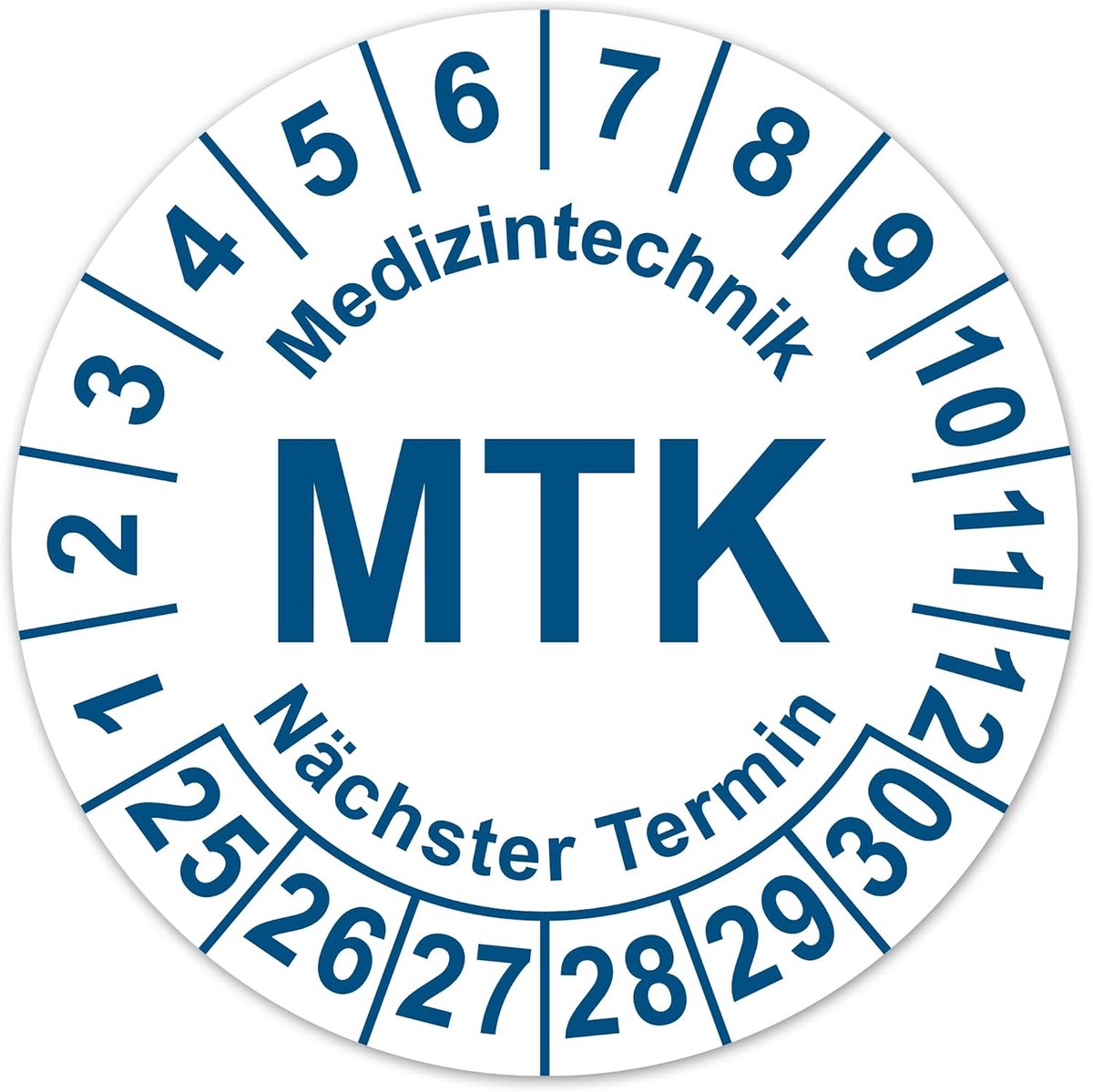 Teststicker medische technologie MTK volgende afspraak 2025-2030 Ø 30 mm teststicker voor medische apparaten stickers - ShopVlot