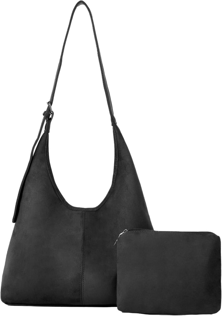 Vrouwen Retro Faux Suede Hobo Bag Slouchy Verstelbare Riem Tote Schoudertas Portemonnee - ShopVlot