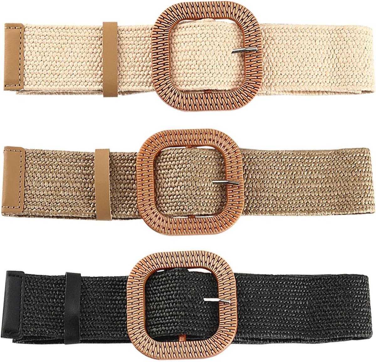 3 Stro Vierkante Hoofd Riemen, Handgemaakte Rotan Brede Riemen, Retro Elee Riemen, Boheemse Accessoires, Dress - ShopVlot