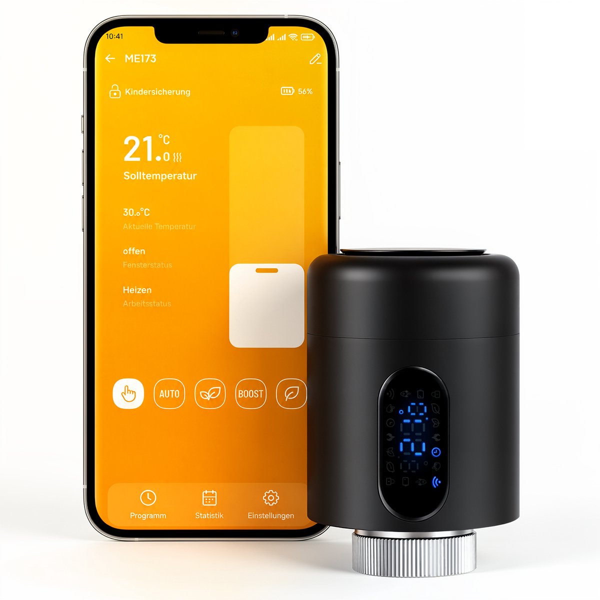 WiFi Radiatorthermostaat met App-bediening en 7 Ventieladapters – Zwart – 1 stuk