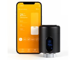 WiFi Radiatorthermostaat met App-bediening en 7 Ventieladapters – Zwart – 1 stuk