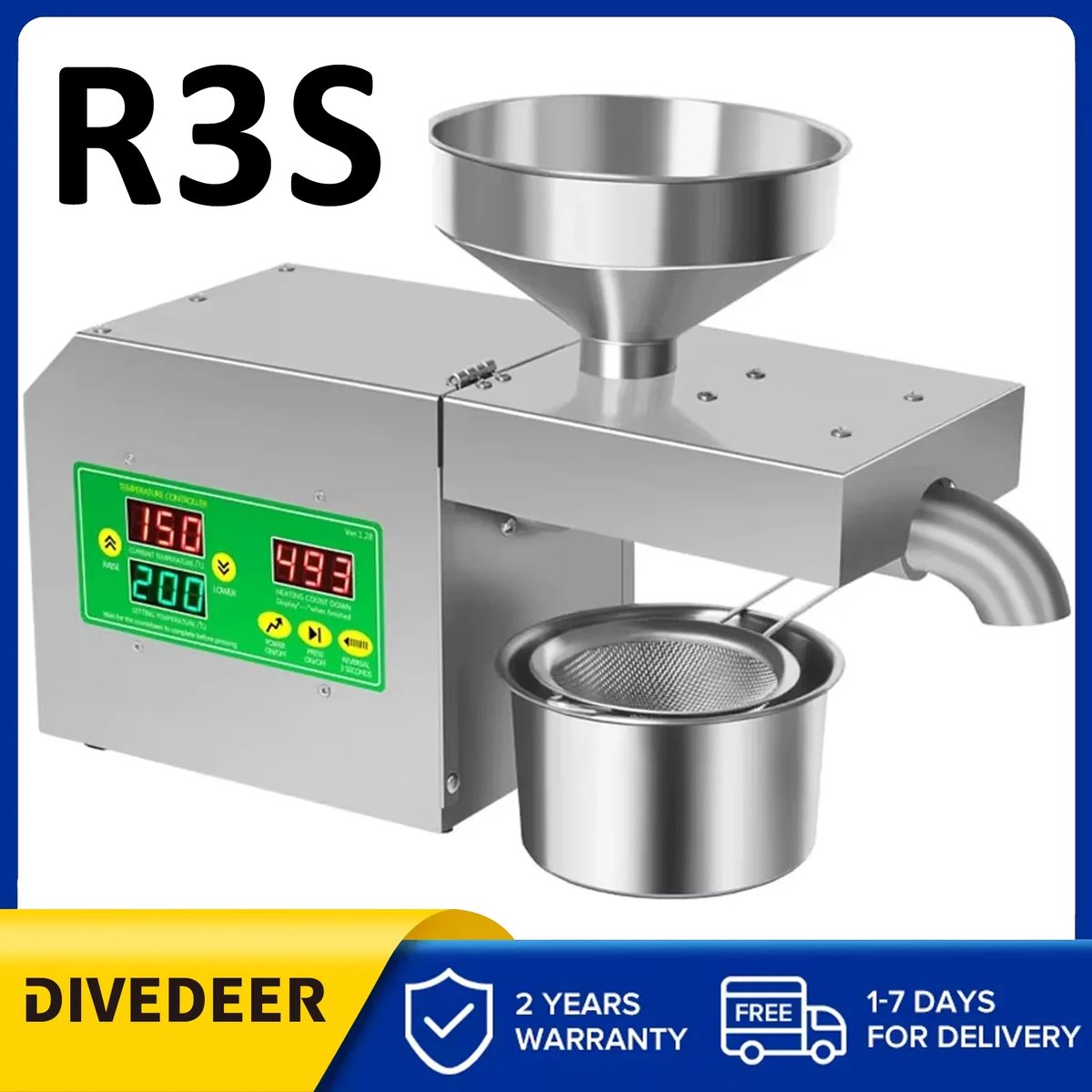 Oliepers - Intelligente Temperatuurregeling - 800W - Kleine Huishoudelijke Pers - Voor Pinda- En Sesamolie