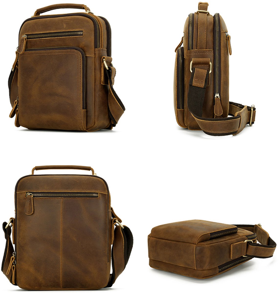 MODFU Crossbody Tas – Compact en Praktisch – Stijlvol Dagelijks Gebruik – PU-Leer – Khaki – 21x11x26 cm