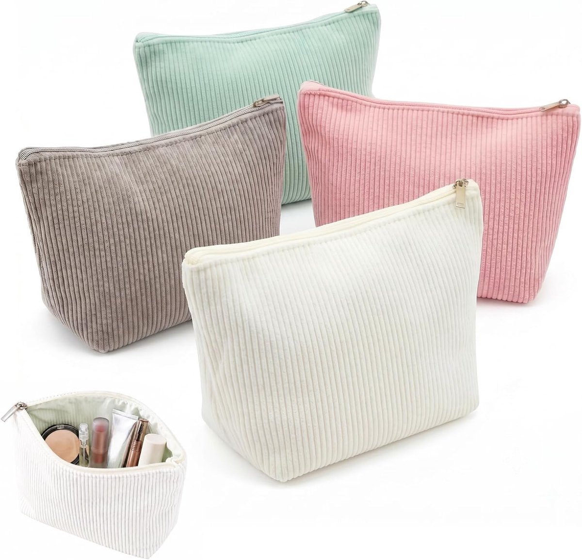 JIAC 4 stuks toilettas voor dames, kleine make-uptas met ritssluiting, kleine make-uptas voor dames, draagbaar, van - ShopVlot