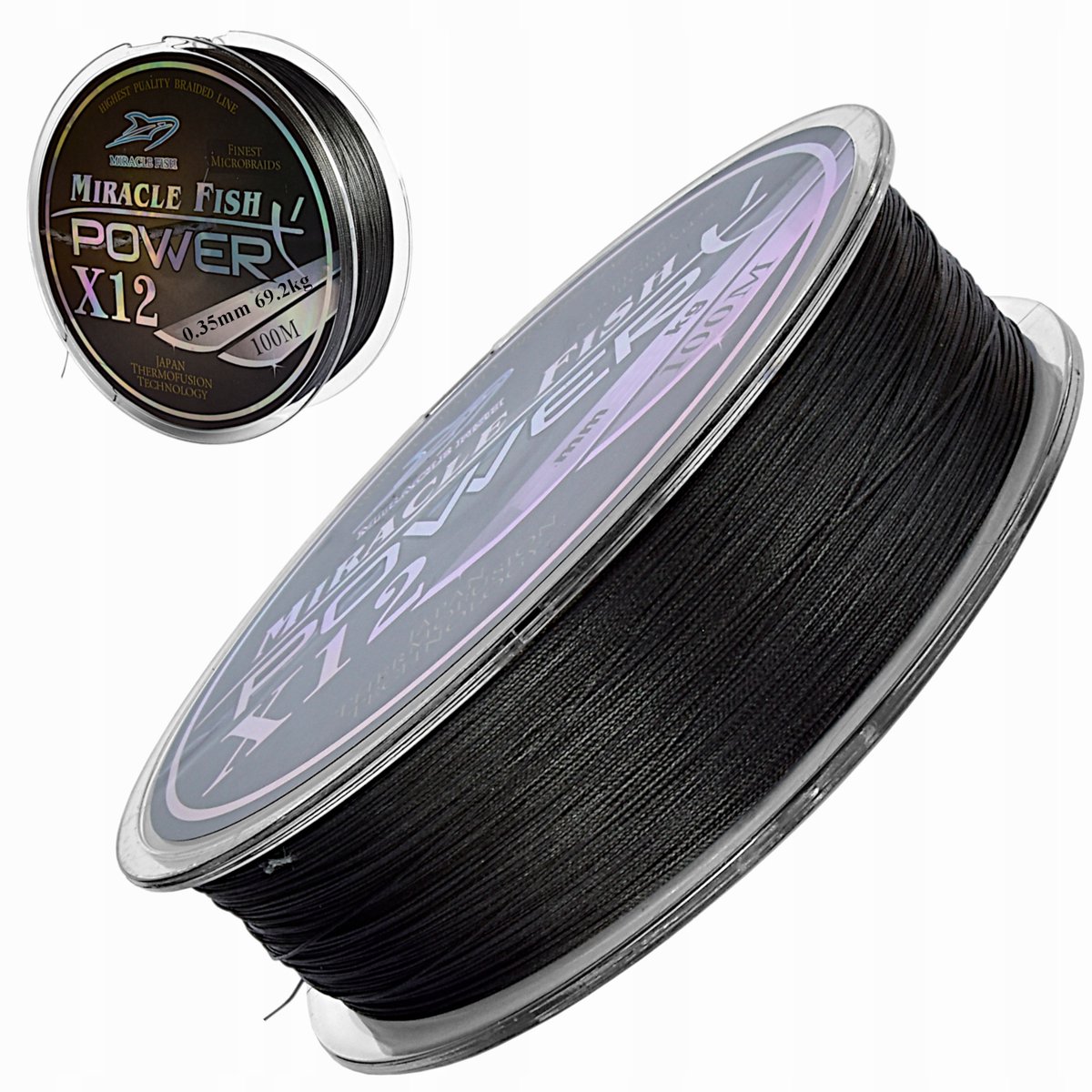 Miracle Fish Power X12 Visdraad 0,35 mm 69,2 kg Zwart - 100 m