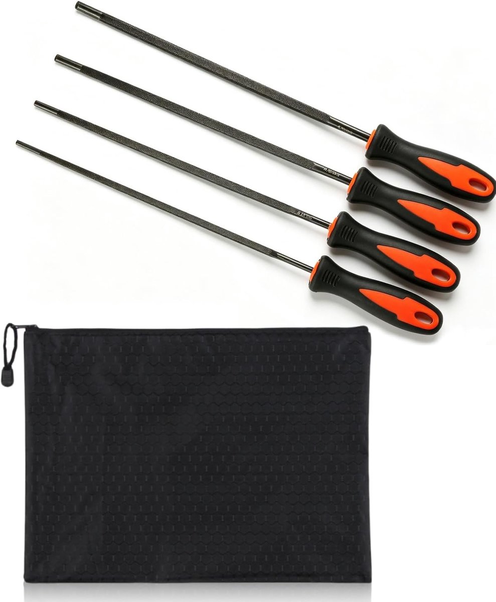 Chainsaw files set 4-delig - ergonomische handgreep - verschillende maten - ideaal voor scherp zagen - ShopVlot