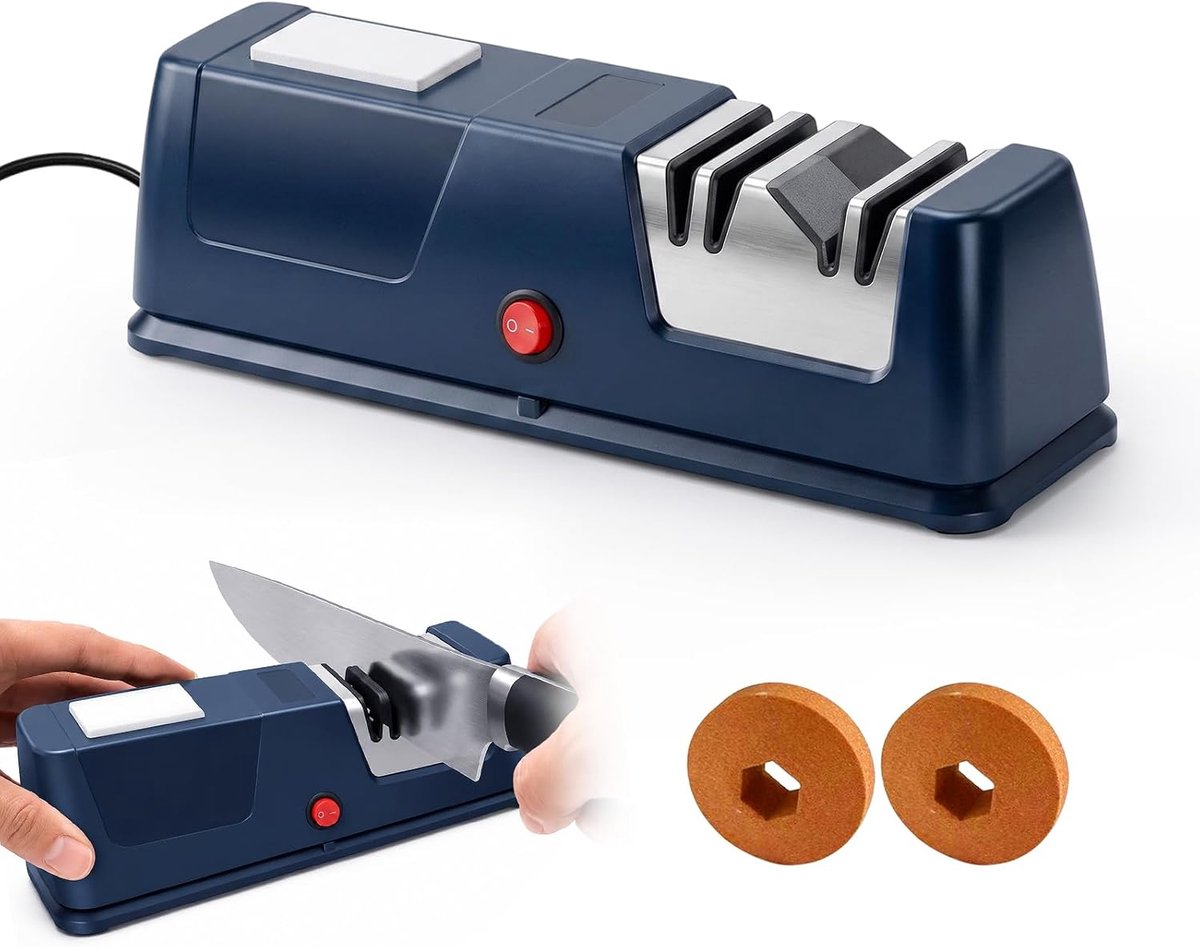 Elektrische messenslijper 4-in-1 - diamantmessenslijper - stille motor - snelle en scherpe resultaten - ShopVlot