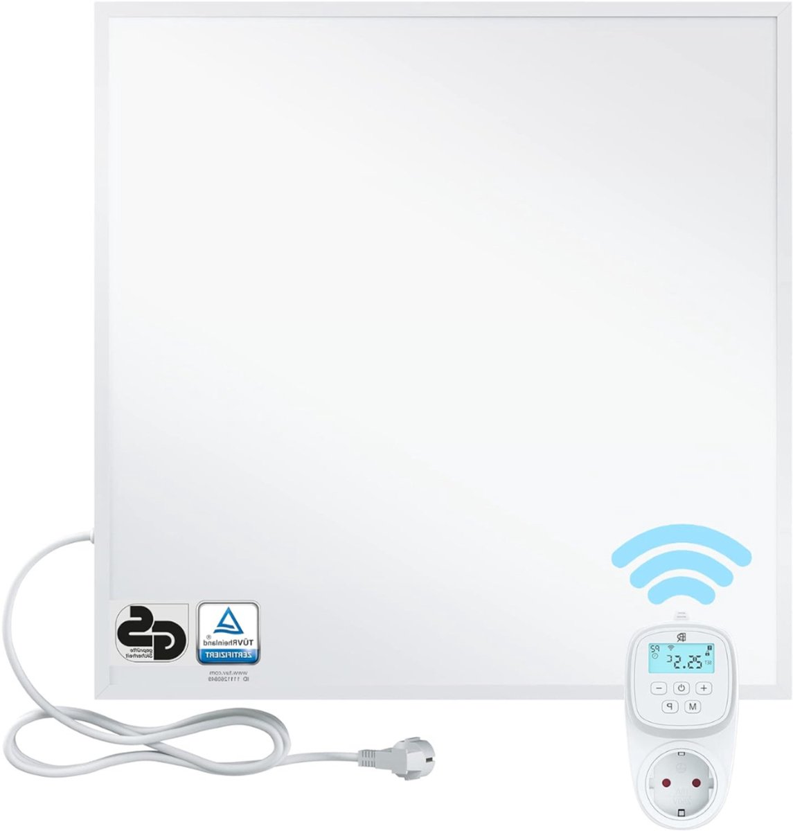 QUOVO® Infrarood paneel - Bureau verwarming – Verwarmingspaneel - Elektrische kachel – Mobiele Infraroodverwamer – Heater – Kachel - 100 x 60 cm - 800 W - Wit - 2cm x 100cm x 60cm