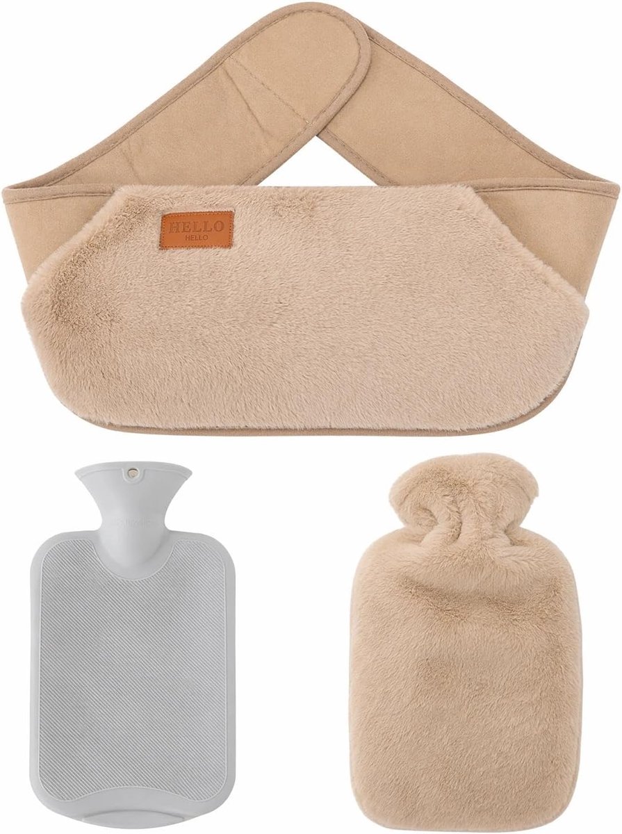 Warmwaterkruikriem Beige - Zachte hoes - Met riem voor vrij gebruik - ShopVlot