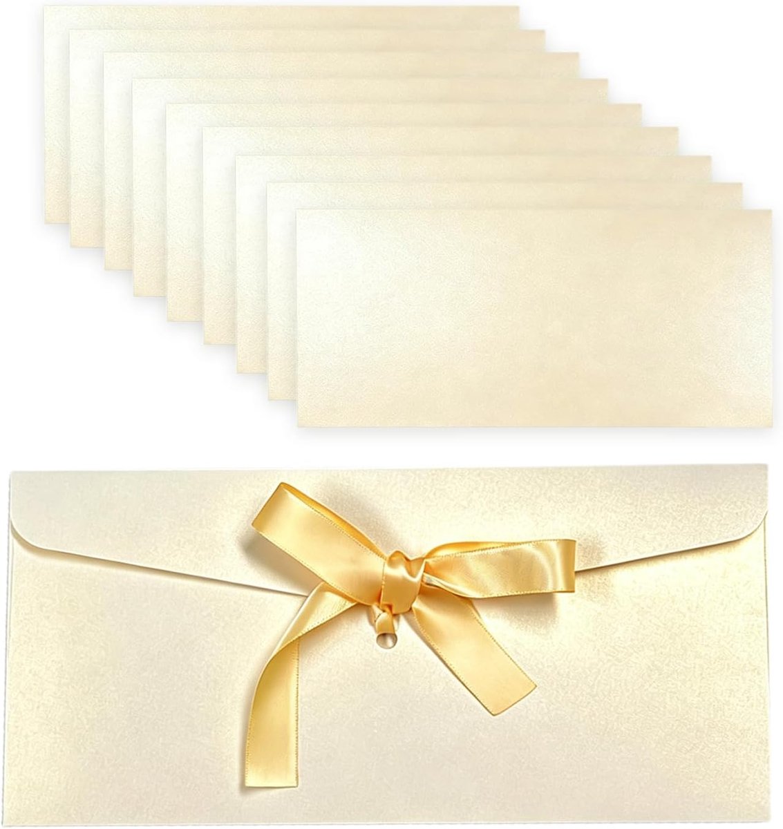 Strik-enveloppen 22 x 11 cm - Beige parelmoerpapier - Elegante sluiting met lint - Perfect voor cadeaus - ShopVlot