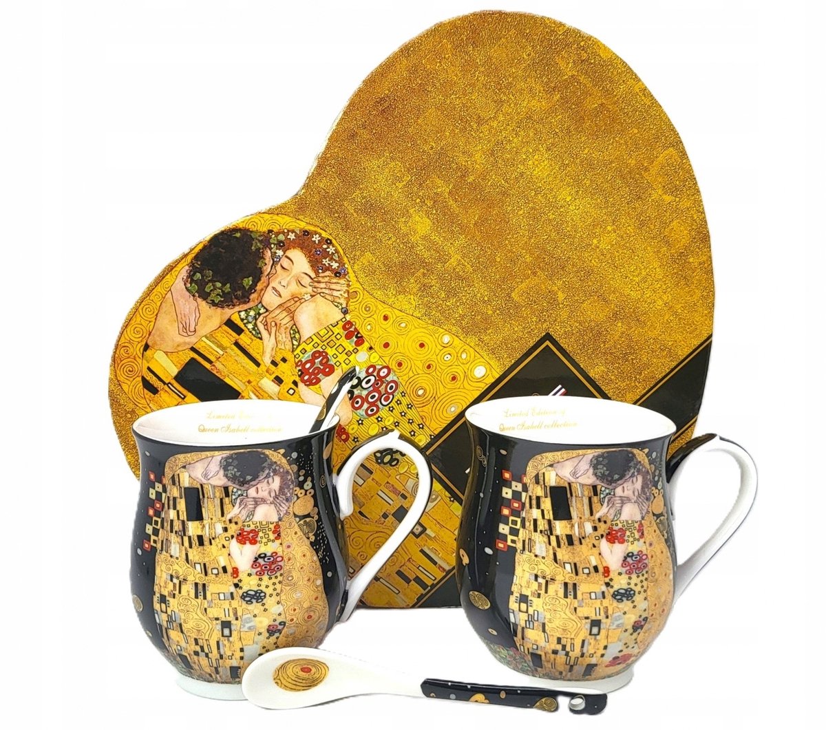 Set van 2 Porseleinen Mokken Gustav Klimt "De Kus" - 350ml