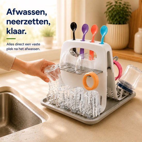 Daily Logix -Droogrek Baby flessen - Afdruiprek Voor Flessen - Flessenrek - Geschikt voor het drogen van flessen, spenen, fopspenen, en andere babyaccessoires — afbeelding 2