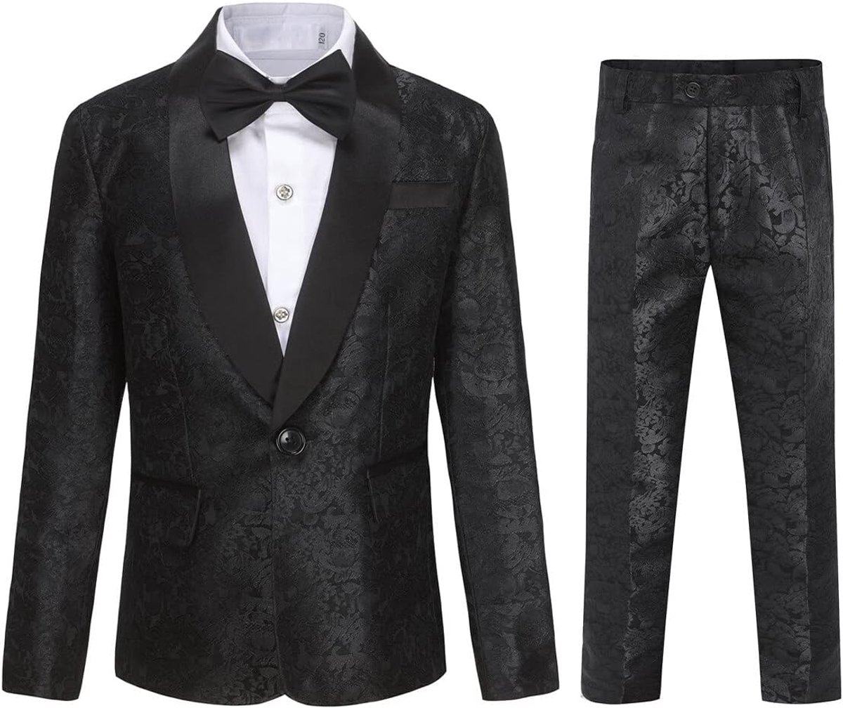 Kinderen pak slim fit 10 jaar - zwart - 2-delig - perfect voor bruiloften - ShopVlot