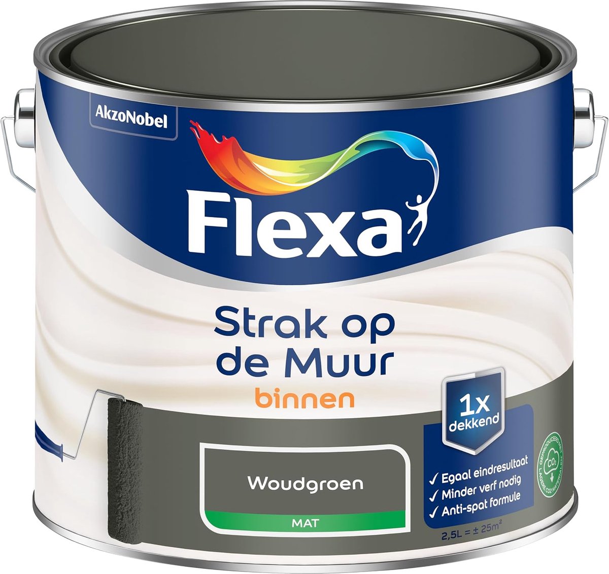 Muurverf 2.5 Liter - Matt - Bosgroen - Strak eindresultaat - Optimale dekking - ShopVlot