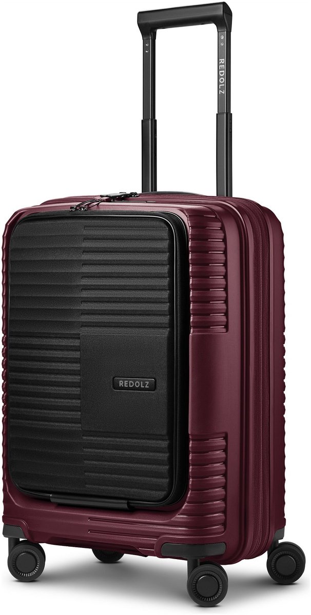 Redolz Essentials 17 2.0 4 wielen Cabinewagen 55 cm Laptopvak met uitbreidingsplooi - Harde bagage - TSA slot - burgundy